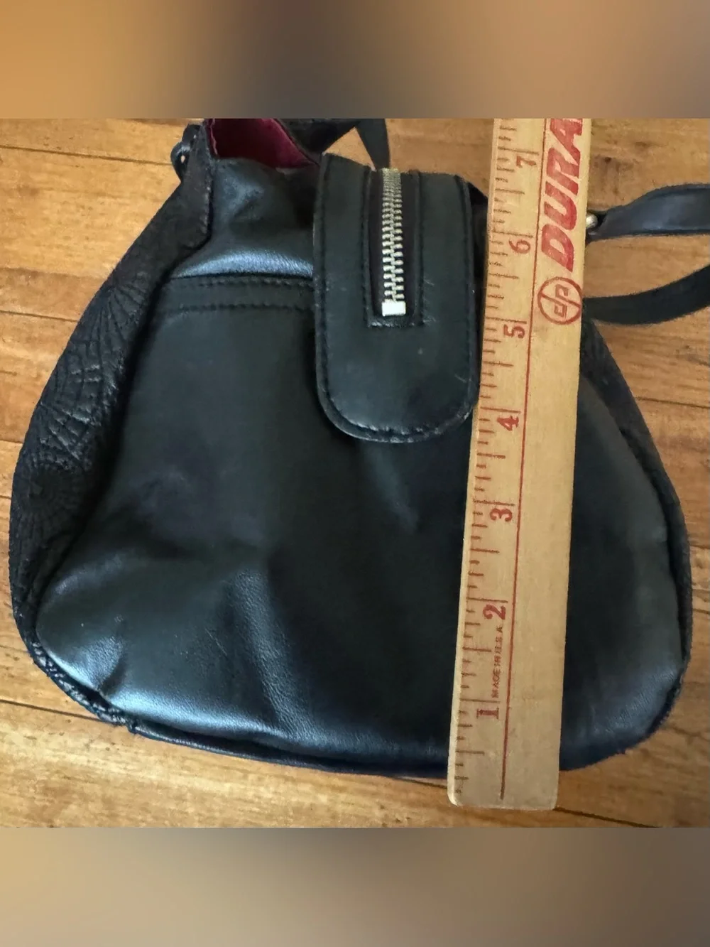 Vintage OSCAR De La RENTA Black Leather Circle Medallion Embossed Medium Satchel